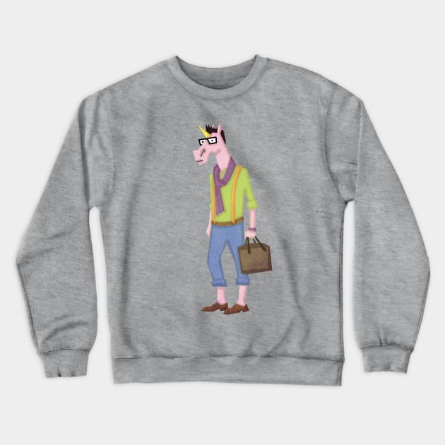 Hipster Unicorn Crewneck Sweatshirt by Thatssounicorny